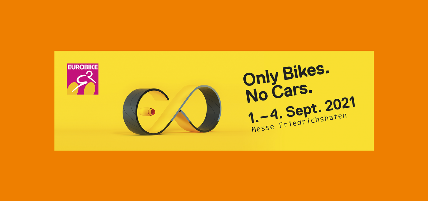 Visual Eurobike 2021 mit dem Slogan Only Bikes No Cars