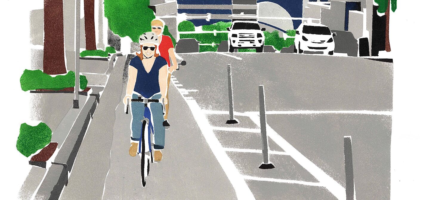 Schnell gebaute, geschützte Radwege in den USA Schnell gebaute, geschützte Radwege in den USA